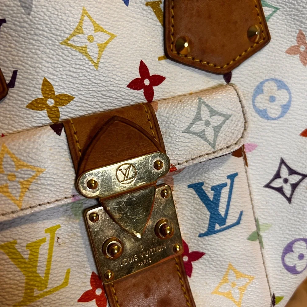 241. Louis Vuitton White Murakami Speedy 30 - Picture 2 of 12